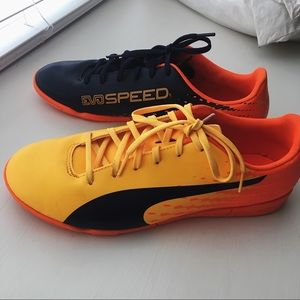 PUMA evoSPEED5 Men Navy/Orange Indoor Soccer Shoes